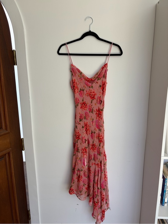Betsey Johnson Dresses & Skirts - Rare Vintage Betsey Johnson Pink Floral Burnout Velvet Bias Slip Midi Dress